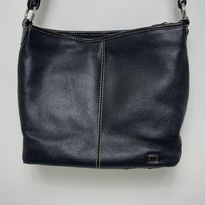 The SAK black pebbled leather crossbody purse silver hardware